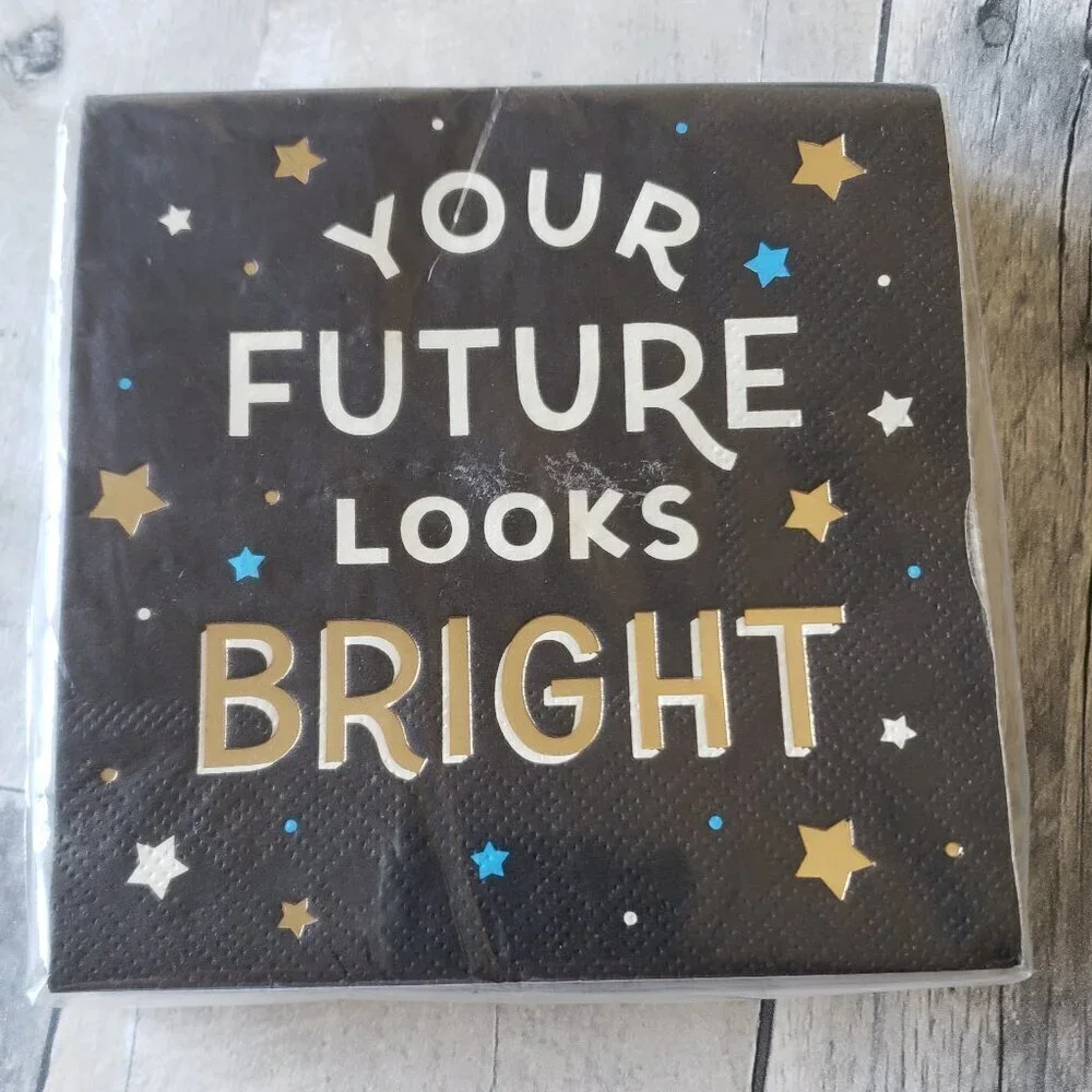 NWT - Your Future Looks Bright - Graduation Paper Napkins Set of 32